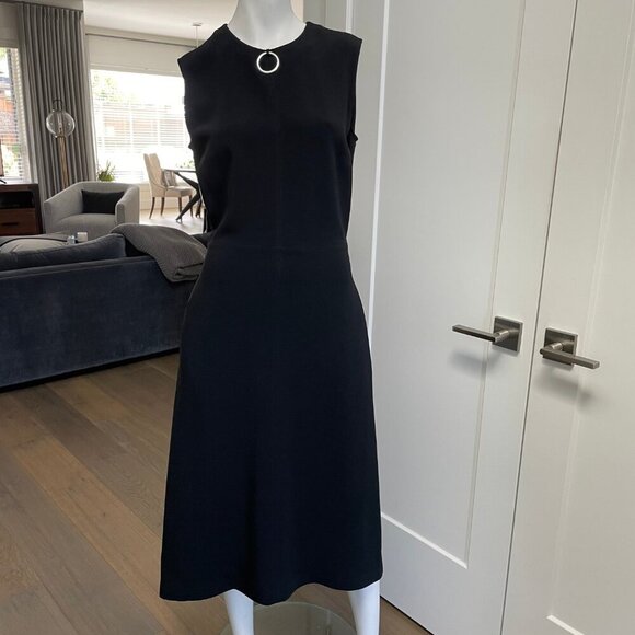 Stella McCartney Designer Slvless Midi Dress Silver Metal Hardware Black Sz 42 - Picture 2 of 14